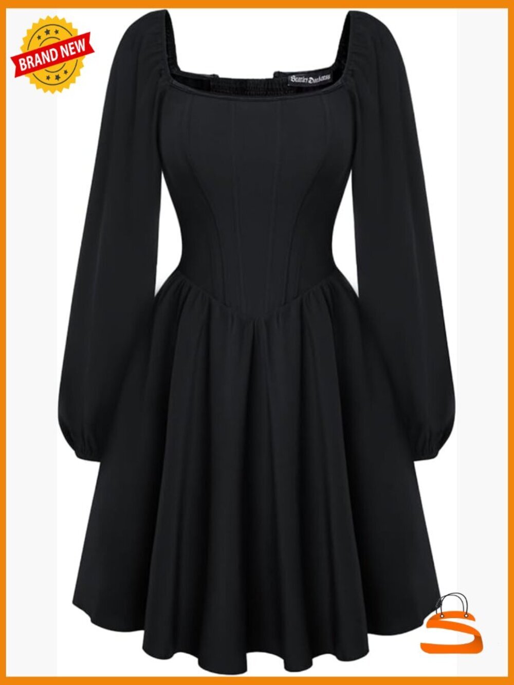 Renaissance Corset Mini Dress Long Sleeve Puff Sleeve Fishbone Party